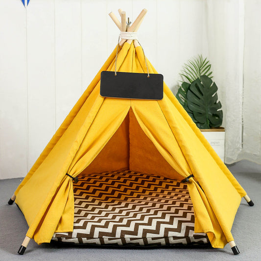 Pet Teepee Tent Dog Cat Bed Portable RWashable Dog Houses Indoor